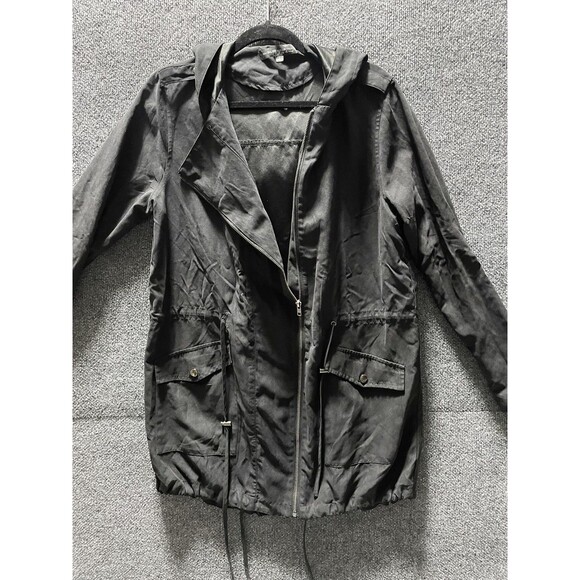 myBAJEE COLLECTION Jacket Womens Large Black Hooded Utility Drawstring Pockets - Picture 1 of 10